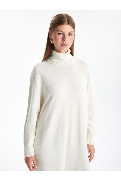 LC Waikiki Turtleneck Straight Long Sleeve Oversize Women's Knitwear Dress