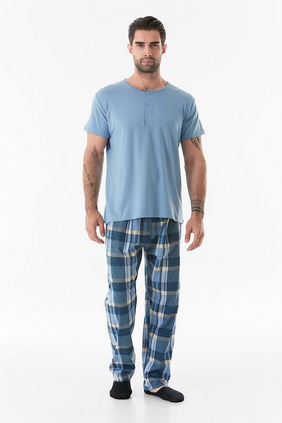 Fulla Moda Set de pijamale cu model în carouri cu nasturi