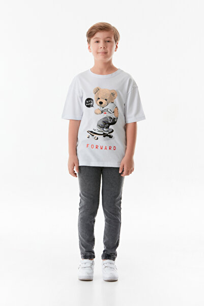 Fulla Moda T-Shirt για αγόρι - Teddy Bear Printed, Crew Neck