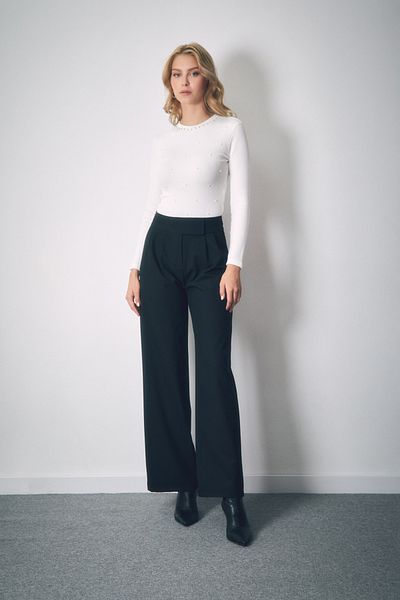 Fulla Moda Pantaloni cu fermoar din material Palazzo