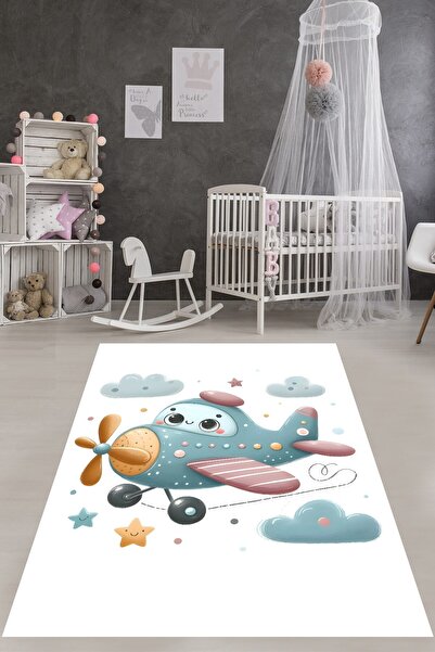 on the clouds Minik Sevimli Bulut Üstünde Oyuncak Uçak Yıkanabilir Kaymaz Tab...