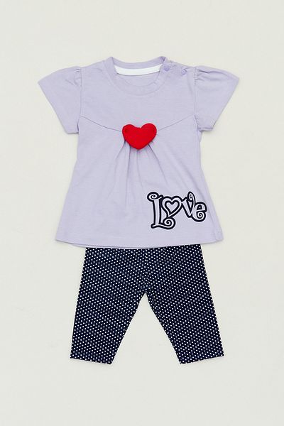 Fulla Moda Heart Polka Dot Printed Girl's Set