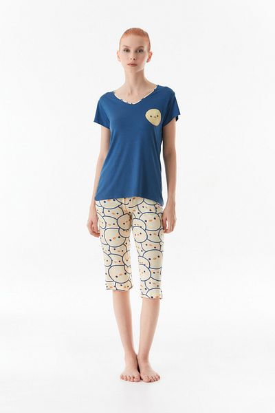 Fulla Moda Chick Printed Crew Neck Pajamas Set