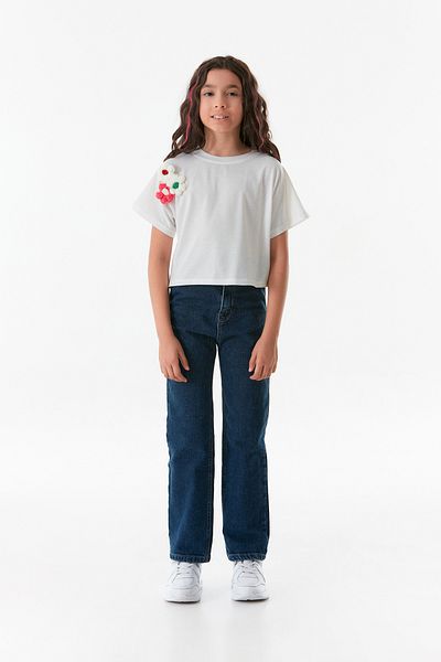 Fulla Moda Tricou Crop Brodat pentru Fata