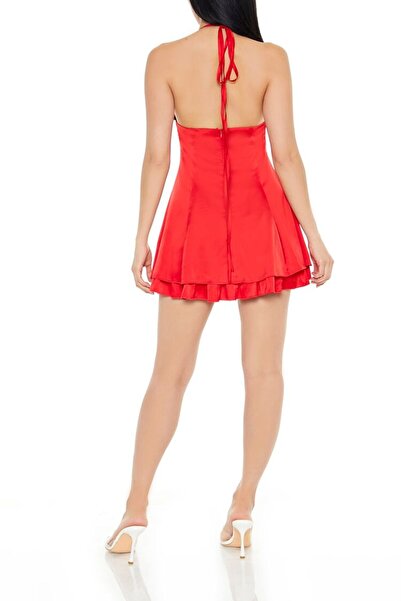 Forever 21 Halter Yaka Saten Mini Elbise