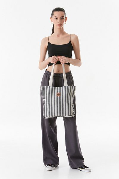 Fulla Moda Linen Handle Striped Bag