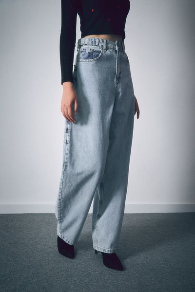 Fulla Moda Blugi slăbiți cu centură cu talie înaltă