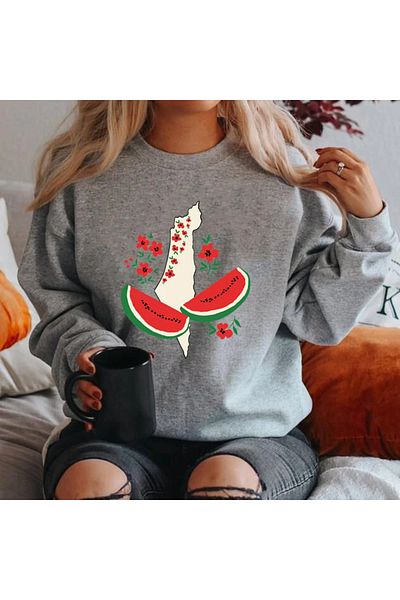 Pink Sky Φούτερ με στάμπα Palestine Unisex Oversize