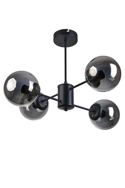 Modavize Seoul Modern Design - Living Room Dining Room 4-Piece Chandelier, Black Smoke Glass Pendant Lamp