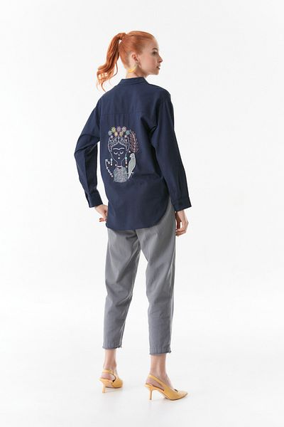 Fulla Moda Long Sleeve Embroidered Back Shirt