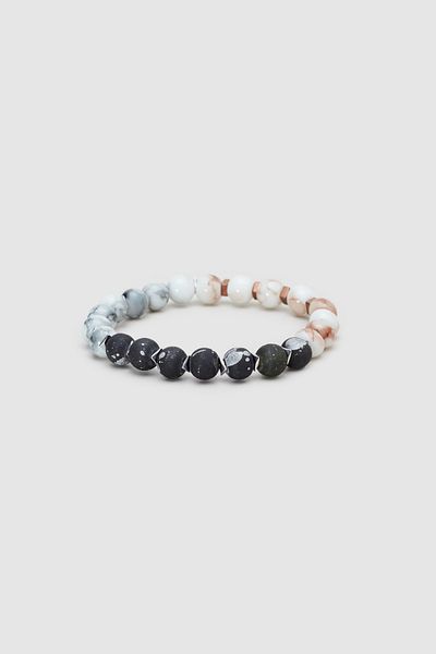 Twn Men's Bracelet - Matte Black Gray Mink Glass