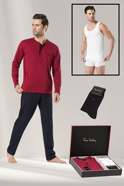 Pierre Cardin Σετ γαμπρού 4 τεμαχίων Boxed Men's Claret Red ή Navy Blue