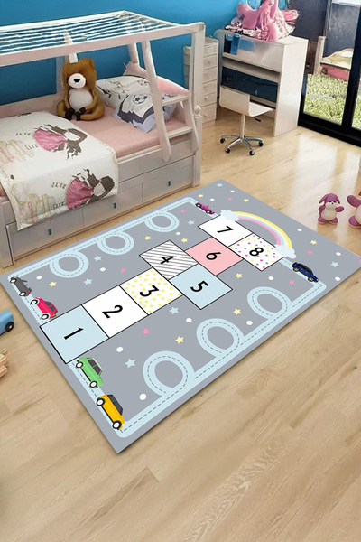 Bir Aksesuar Dijital Baskılı Yıkanabilir Dot Taban Kaymaz çocuk Halısı Bebek ...