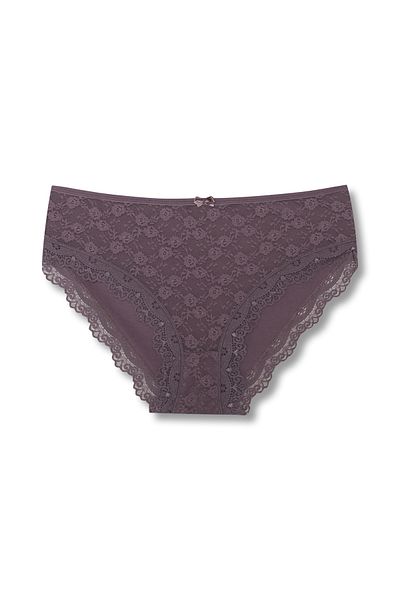 HNX Βαμβακερή δαντέλα μπροστά Ψηλόμεση Plus Size Γυναικεία κιλότα