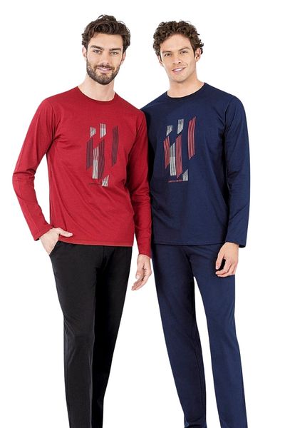 Pierre Cardin Men's Printed Combed Cotton Pajama Set