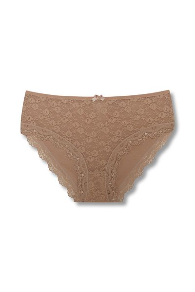 HNX Βαμβακερή δαντέλα μπροστά Ψηλόμεση Plus Size Γυναικεία κιλότα