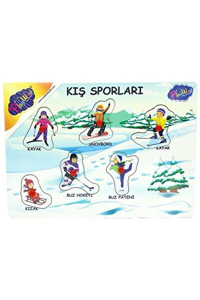 Genel Markalar Play Wood Ahşap Tutmalı Yapboz Kış Sporları 1 Adet Model 18aylık