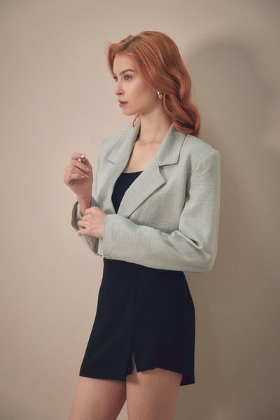 Fulla Moda Double Breasted Collar Crop Jacket - Basic Model