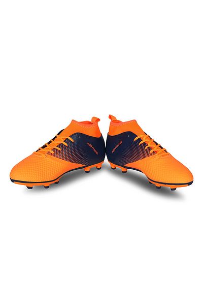 Nivia Ashtang Football Shoes (Black/Orange, 3 UK/ 4 US / 37 EU) | Synthetic Leather