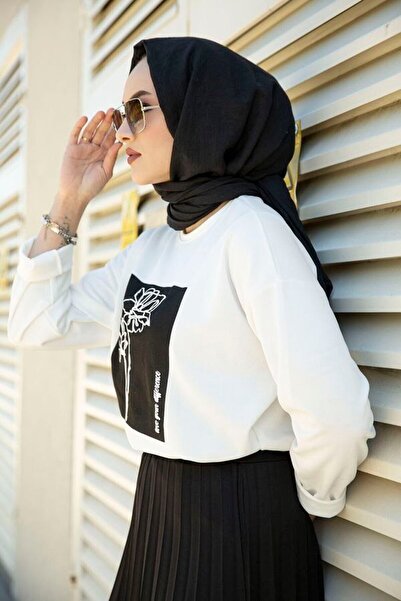 SEVENLINE Комплект суичър с туника и плисирана пола с щампа на роза