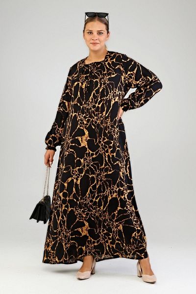 Ferace Black Viscose Hijab Dress - Women's Large Size