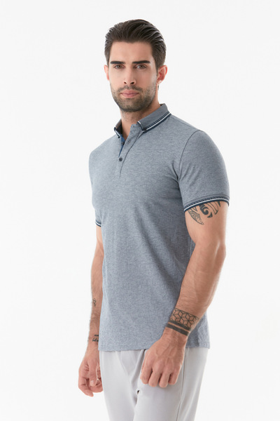 Fulla Moda Polo Collar Buttoned Basic T-Shirt