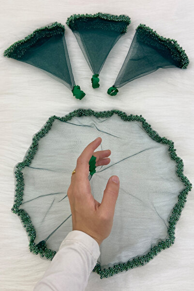 ZEYMERADE منديل العروس الخضراء للعريس مع الخرز الزجاجي واللؤلؤ، ليلة الحناء ل...