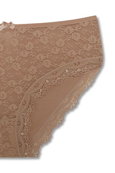 HNX Βαμβακερή δαντέλα μπροστά Ψηλόμεση Plus Size Γυναικεία κιλότα