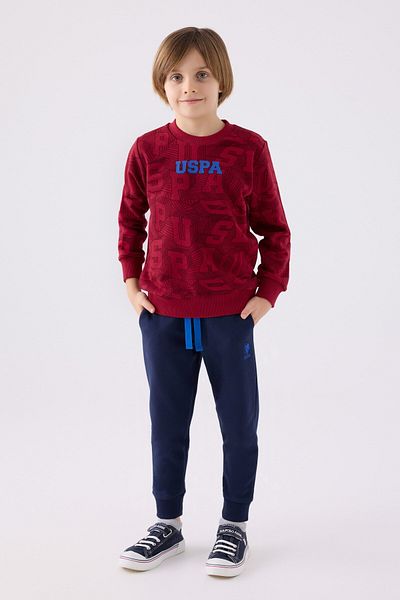 U.S. Polo Assn. Us Polo Assn. Claret Red Uspa Printed Licensed Boy Suit