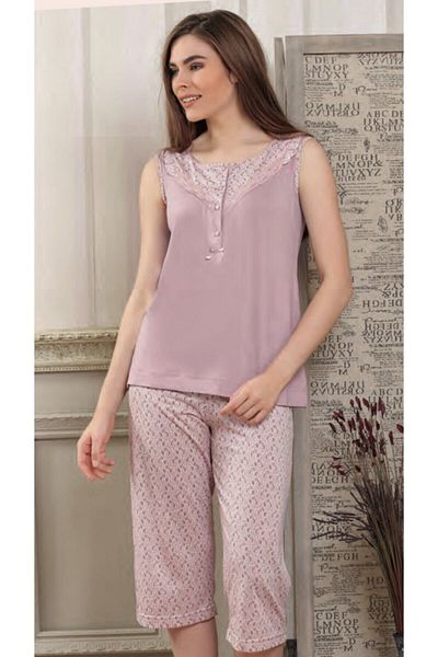 Pelin Pijama Costum de pijama Capri pudra pentru femei 2606
