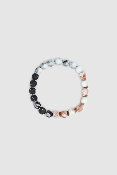 Twn Men's Bracelet - Matte Black Gray Mink Glass