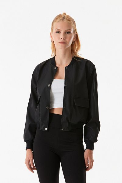 Fulla Moda Αδιάβροχο με γιακά με τσέπες και ελαστική μέση