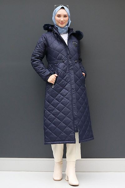 giz astore Navy Blue Quilted Light Coat