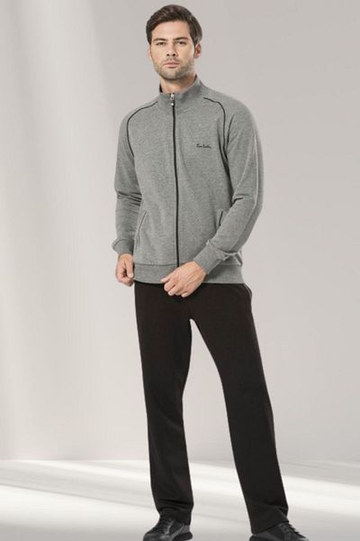 Pierre Cardin Men's Burgundy Gray or Navy Blue Tracksuit Set Home Wear
