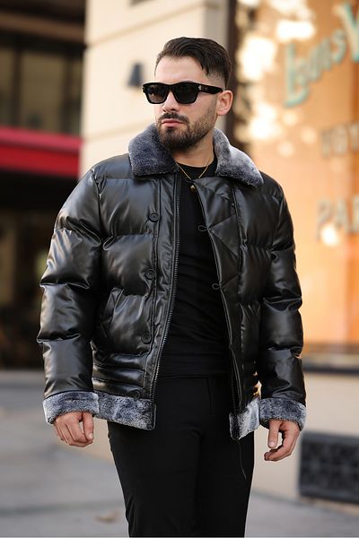 MODA ΑΝΔΡΙΚΟ ΧΕΙΜΕΡΙΝΟ ΔΕΡΜΑΤΙΝΟ ΠΑΛΤΟ ΓΙΑΚΑ ΓΟΥΝΑ