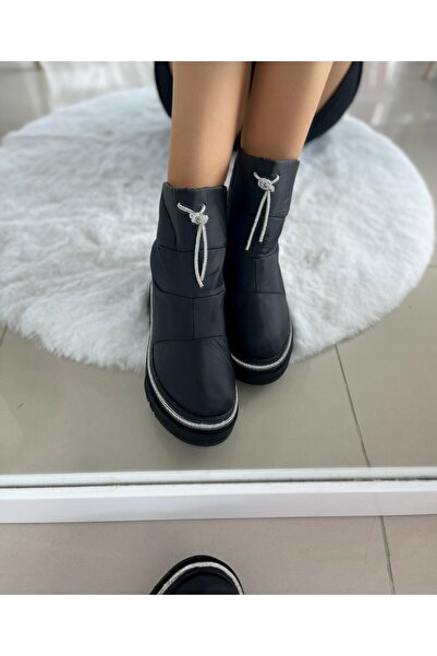 EVASAMLİSHOESBAG Bağlama Detaylı Siyah Renkli Paraşüt Bot