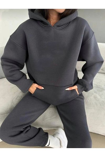 Sky Light High Waist Jogger Sweatpants - Women'S, Anthracite, 3 Thread, Fleece, Straight Hooded Sweatshirt