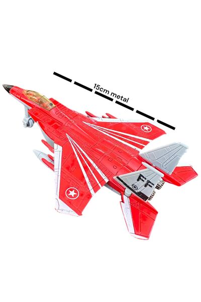 tmtoysandmore Uçak Metal Oyuncak Savaş Uçağı Işıklı Ve Sesli Model Türk Yıldızları Kırmızı Beyaz