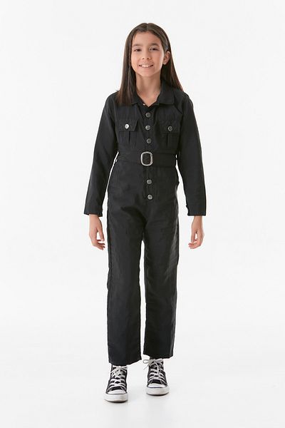 Fulla Moda Girl's Belted Parachute Jumpsuit