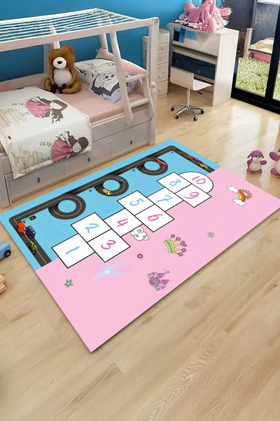 Bir Aksesuar Dijital Baskılı Yıkanabilir Dot Taban Kaymaz çocuk Halısı Bebek ...