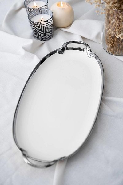 ACAR Arwen Oval Silver Presentation Tray - 40.5 cm