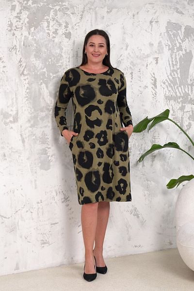 Neşeli Butik γυναικείο φόρεμα με πράσινο σχέδιο plus size