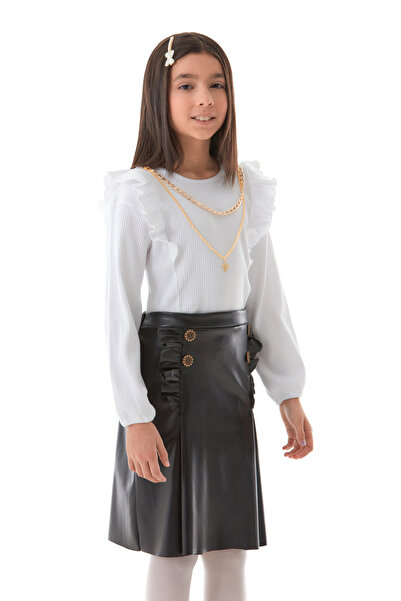 Fulla Moda Girl's Suit with Ribbed Necklace Detail