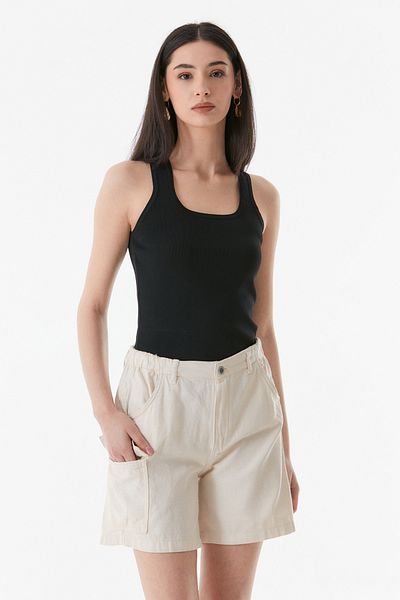 Fulla Moda Linen Shorts with Elastic Waist Cargo Pockets