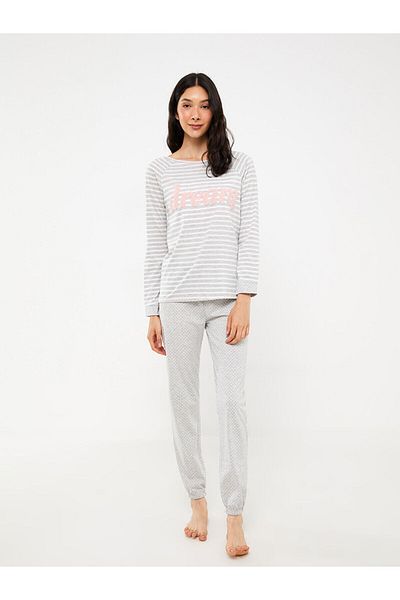 LC Waikiki Lw - Crew Neck Striped Long Sleeve Women's Pajamas Set