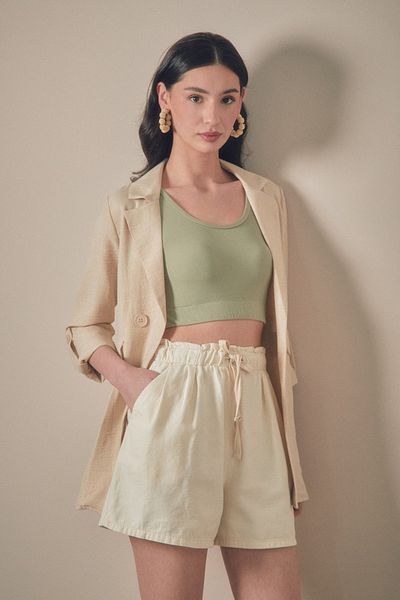 Fulla Moda Basic Lace-Up Waist Pocket Linen Shorts