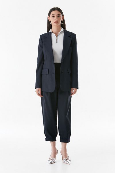 Fulla Moda Double Breasted Collar Basic Blazer Jacket
