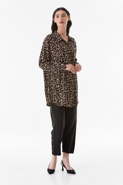 Fulla Moda Set Palazzo de dimensiuni mari cu model leopard complet