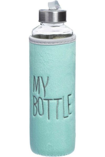 UMTS Tekno Istanbul 470 ml Glass Flask with Plush Case Blue