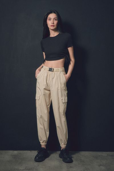 Fulla Moda Παντελόνι Jogger με ζώνη και τσέπες Cargo